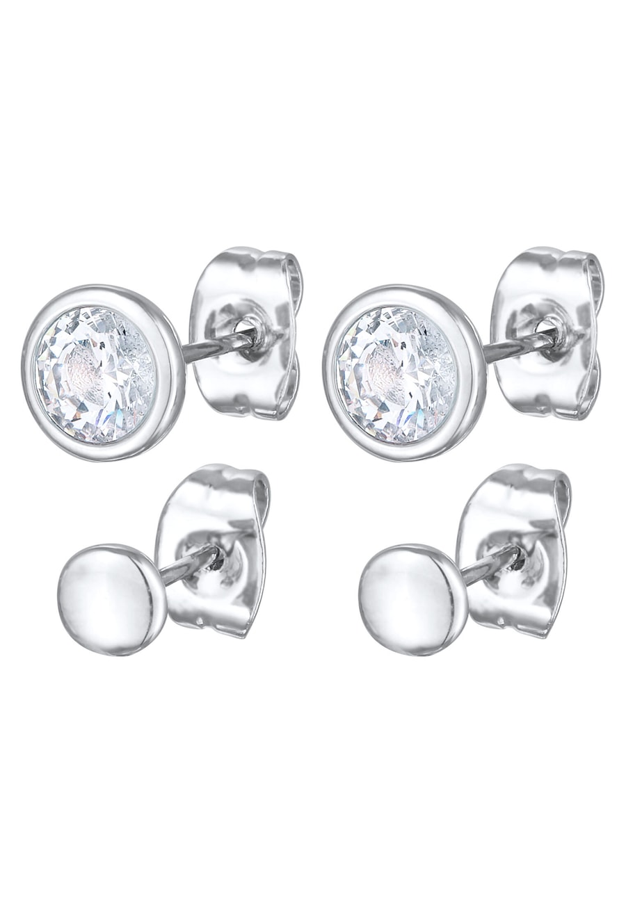 Elli 2er-Set Ohrstecker Kristalle Plättchen Farbe Silber silberfarben Damen