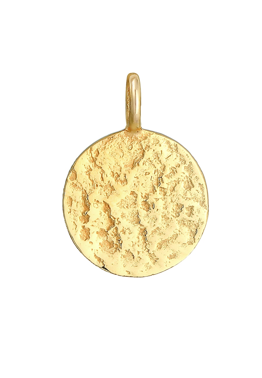 Elli Plättchen Disc Organic Struktur 925 Silber goldfarben Damen