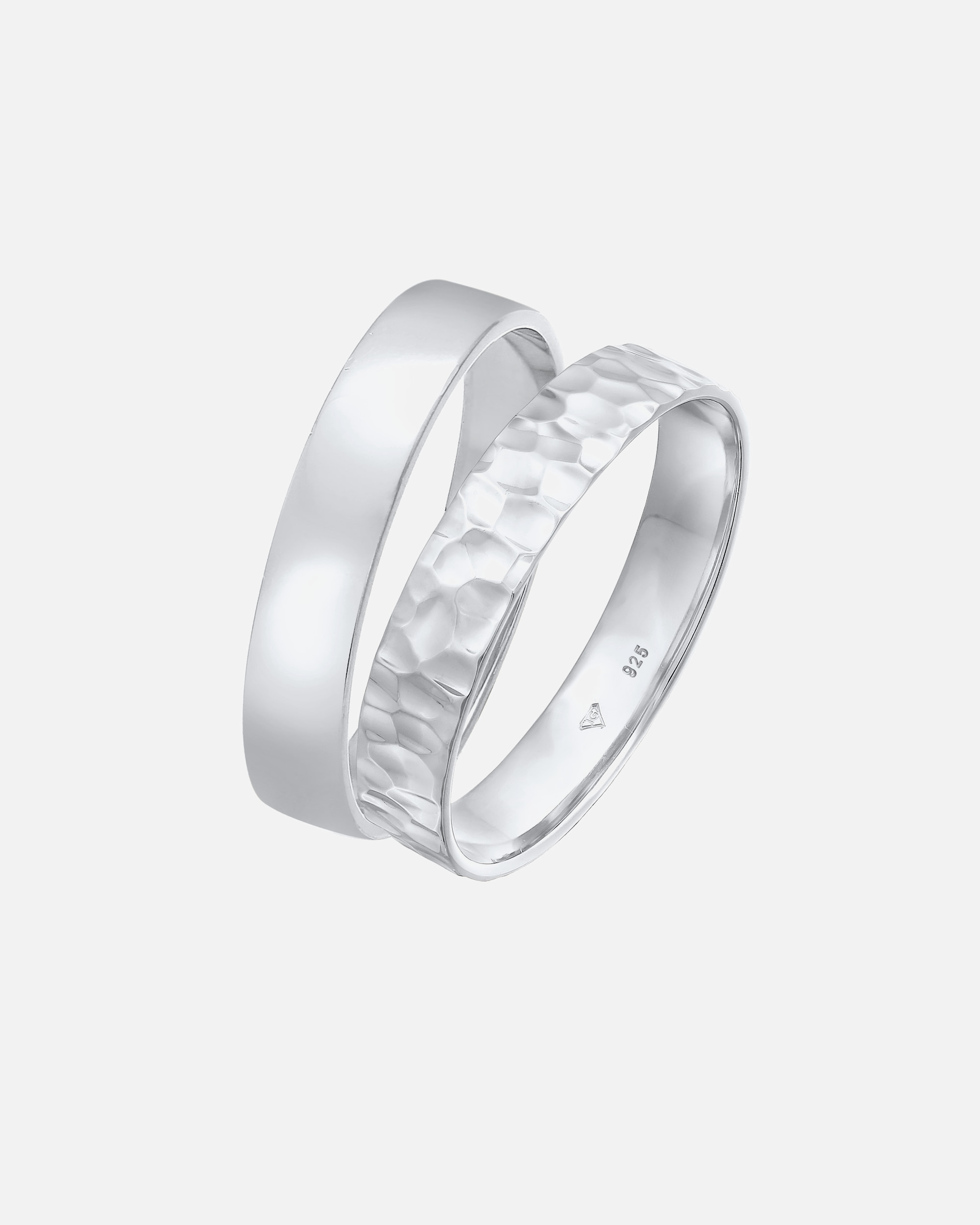 Ring für Männlich KUZZOI Set Unisex Basic Gehämmert 925 Silber 54