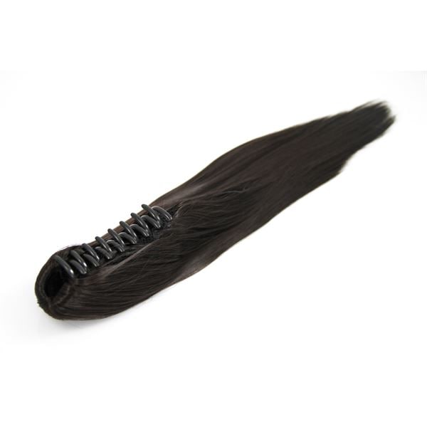 Fashiongirl Pferdeschwanz Haar Extensions m/ Spange #2 Dunkelbraun - Glatt Schwarz