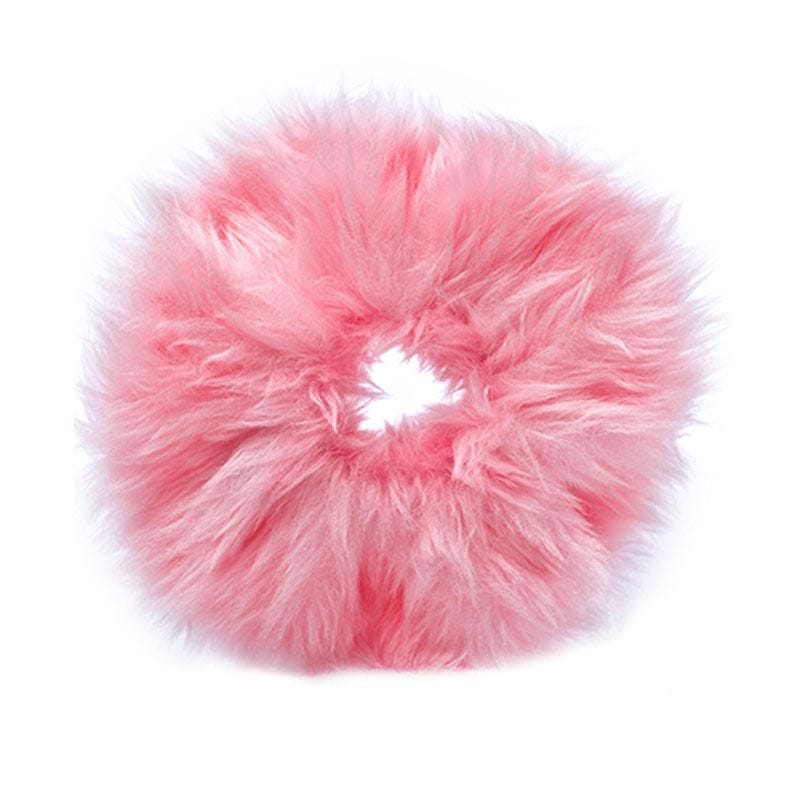 SOHO Faux Scrunchie Haargummi Mit Fell Pink Rosegold