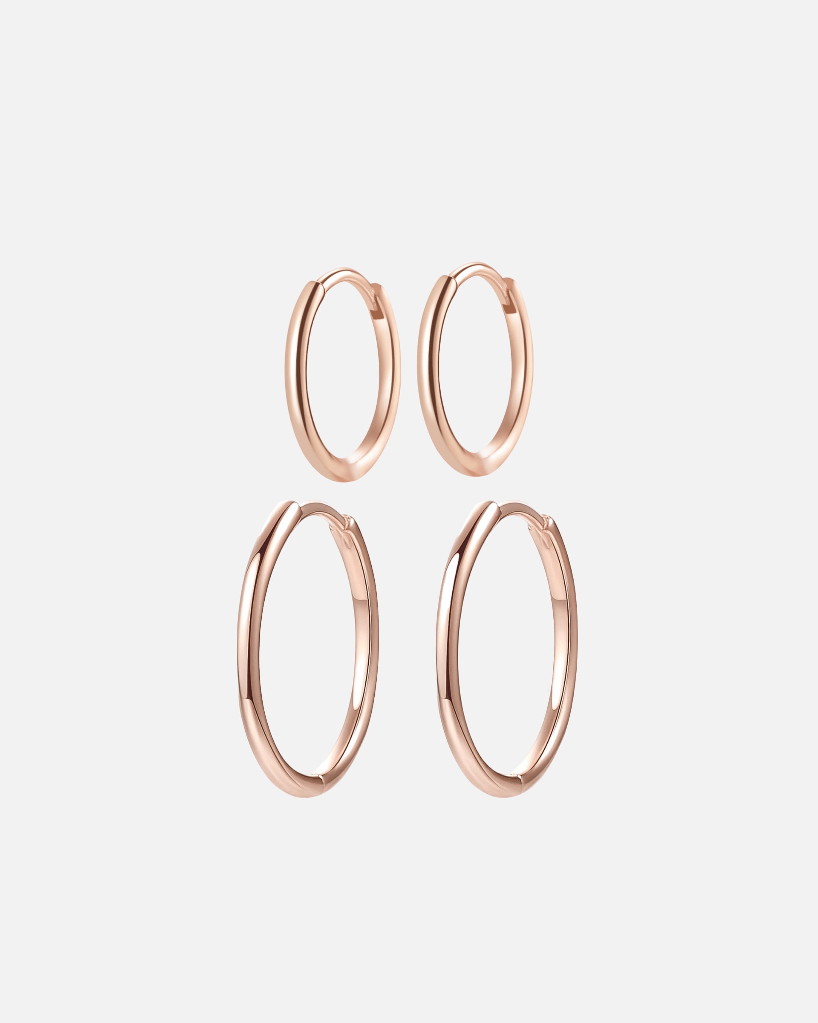 Creolen für Weiblich Hey Happiness Default Brand Line Slim Creolen-Set 2-teilig 925 Sterlingsilber – Schmale Hoops Rosegold