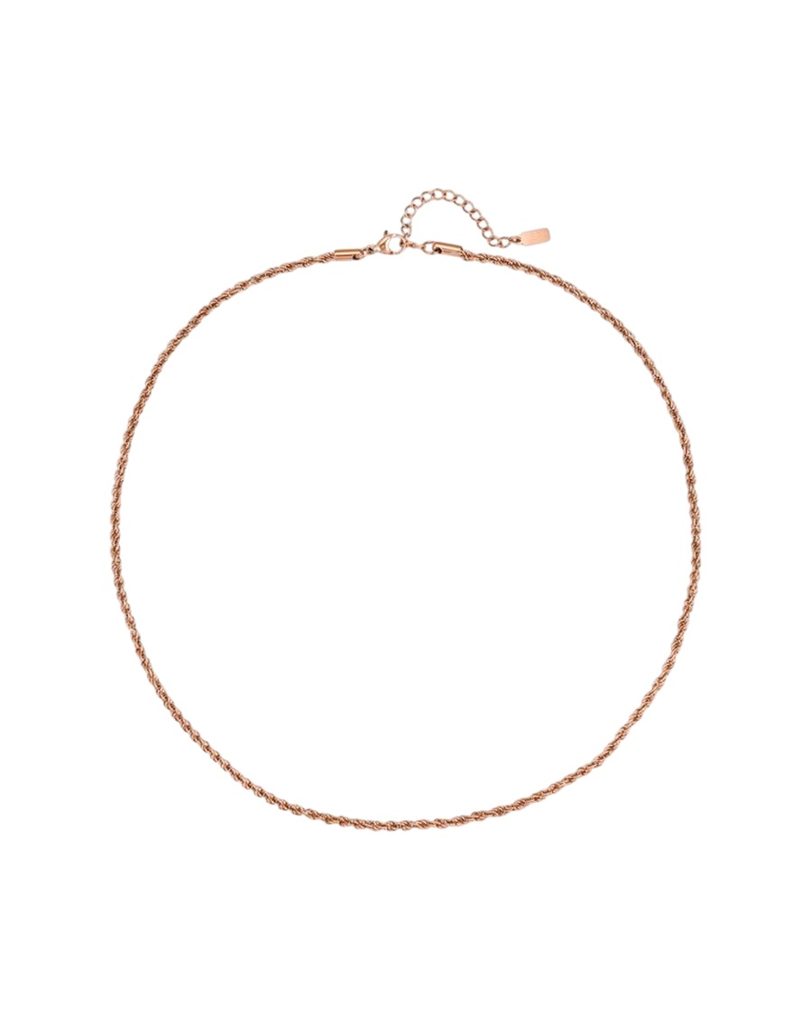 Hey Happiness Klassische Kordelkette aus Edelstahl Rosegold Nude Herren