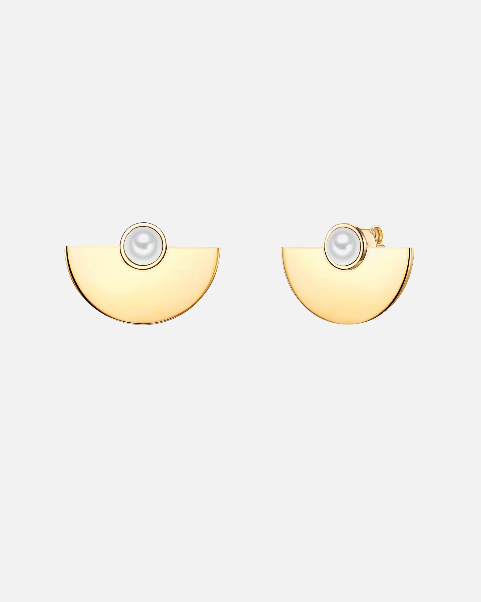 Ohrringe für Weiblich Lulu & Jane Ohrstecker Edelstahl Muschelkernperle in Gelbgold 16,4 mm