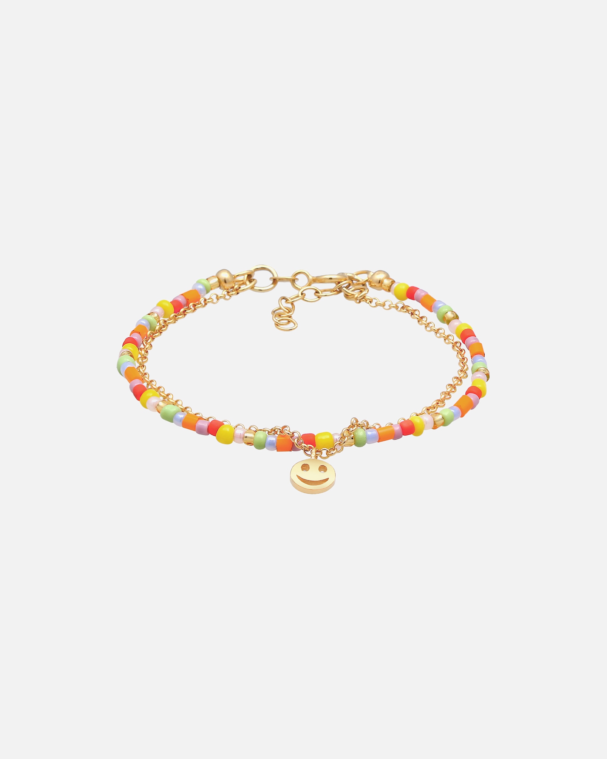 Armband für Weiblich Elli Kids Layer mit Smiling Face Beads Bunt 925 Silber vergoldet 14