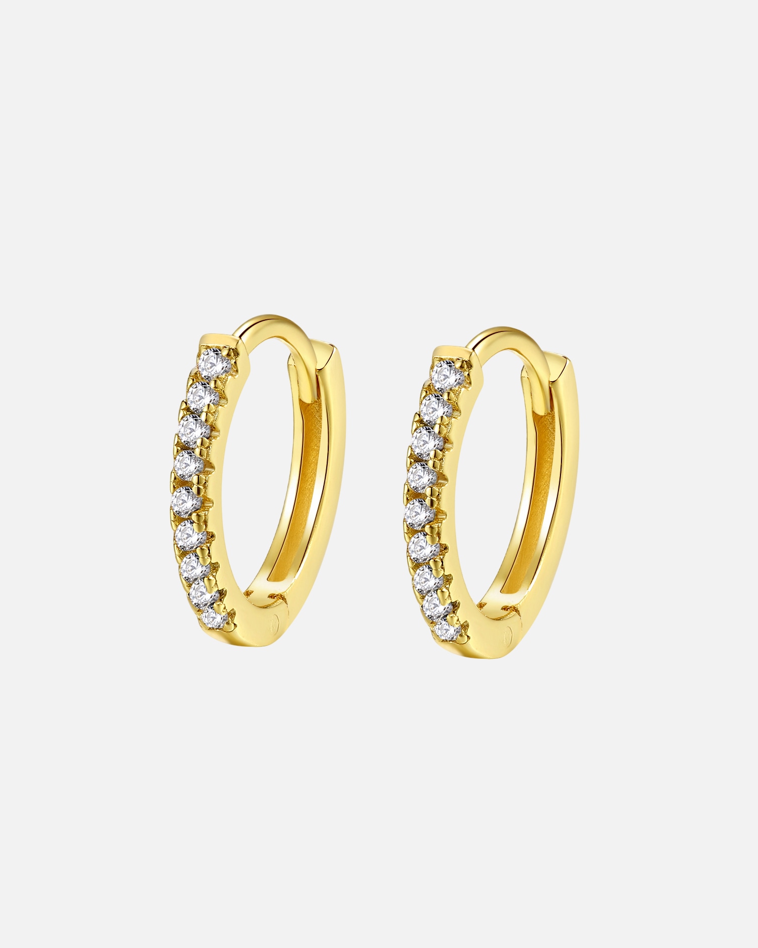 Creolen für Unisex Hey Happiness Default Brand Line Huggie Creolen mit Zirkonia 925 Sterlingsilber – Valentinstagsgeschenk Gold