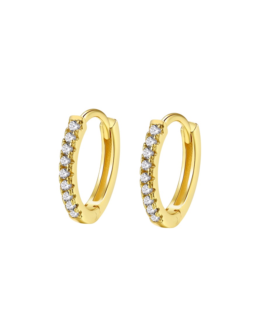 Hey Happiness Huggie Creolen mit Zirkonia 925 Sterlingsilber Gold