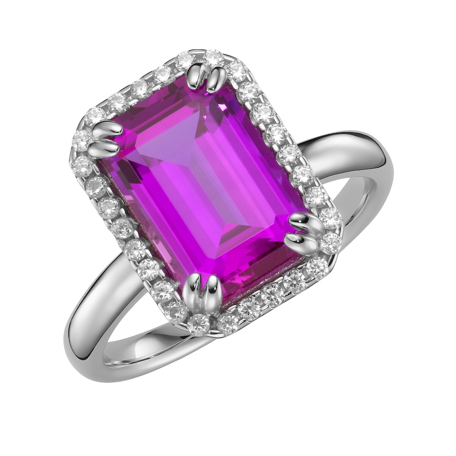Giorgio Martello Milano Ring in blau, fuchsia oder lila, Zirkonia weiß, Silber 925 56 Violett