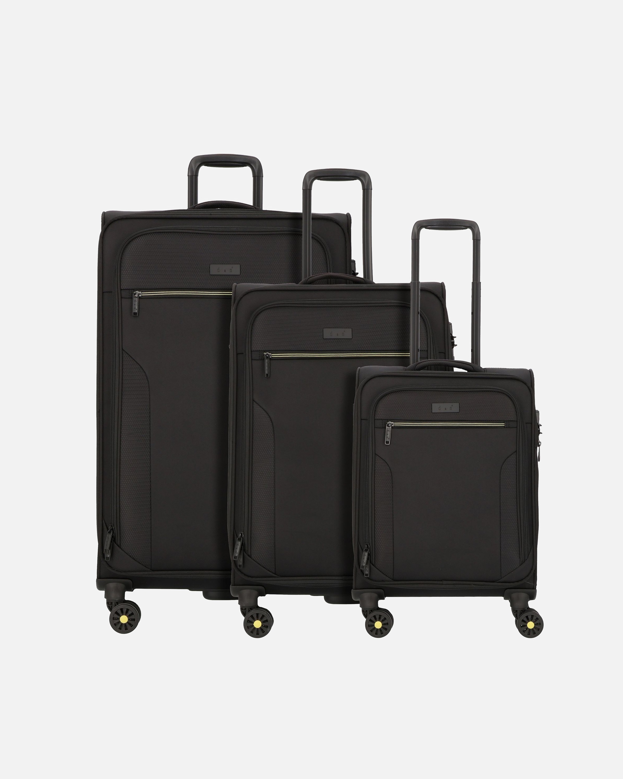Koffer für Männlich d & n Travel Line 9704 4 Rollen Kofferset 3-teilig mit Dehnfalte black