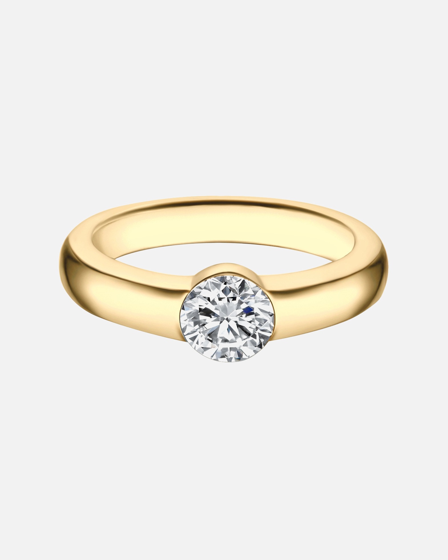Ring für Weiblich Trilani Bandring aus Sterling Silber in Gelbgold mit Zirkonia 54
