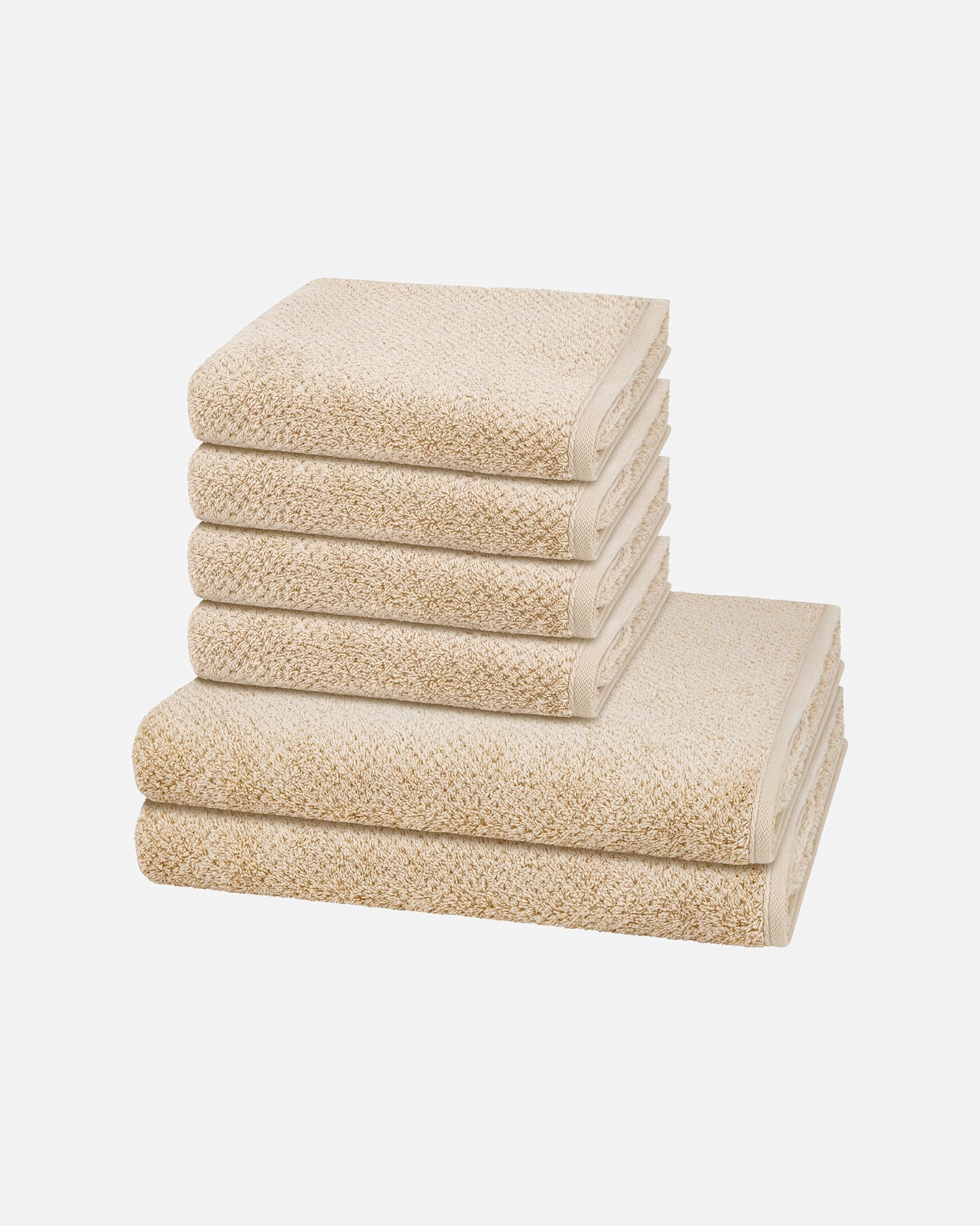 Handtuch für Unisex Cawö Handtuch-Set Pure (6-teilig) Beige