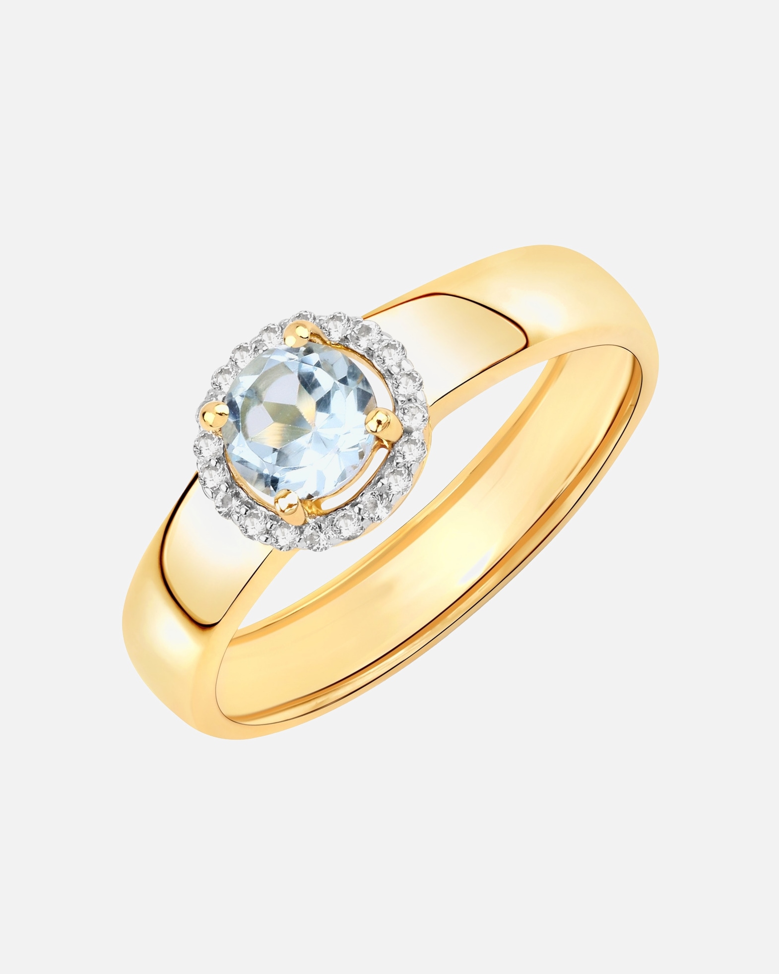 Ring für Weiblich Rafaela Donata Ring Sterling Silber Blautopas in Gelbgold 50