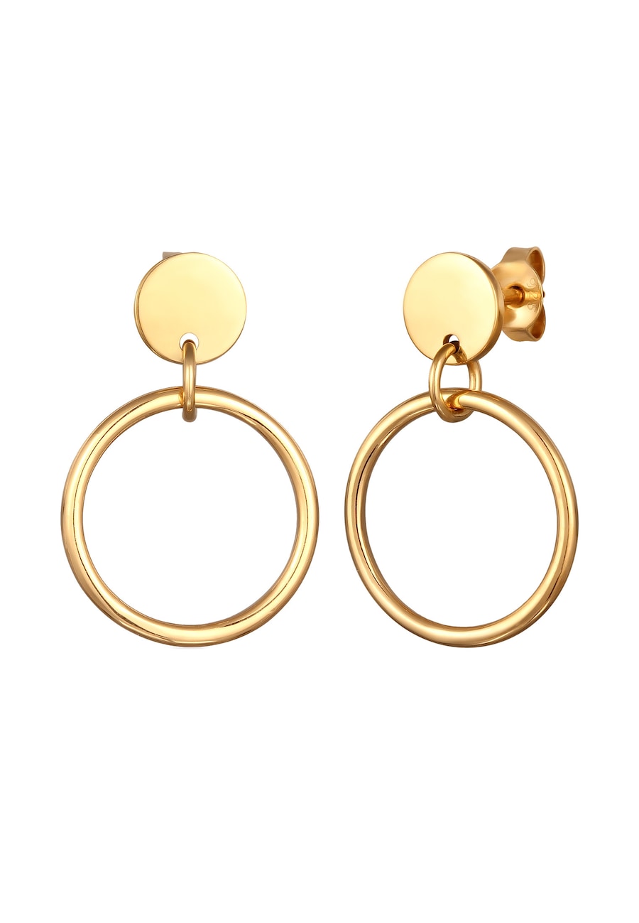 Elli Ohrstecker Kreis Rund 925 Sterling Silber goldfarben Damen