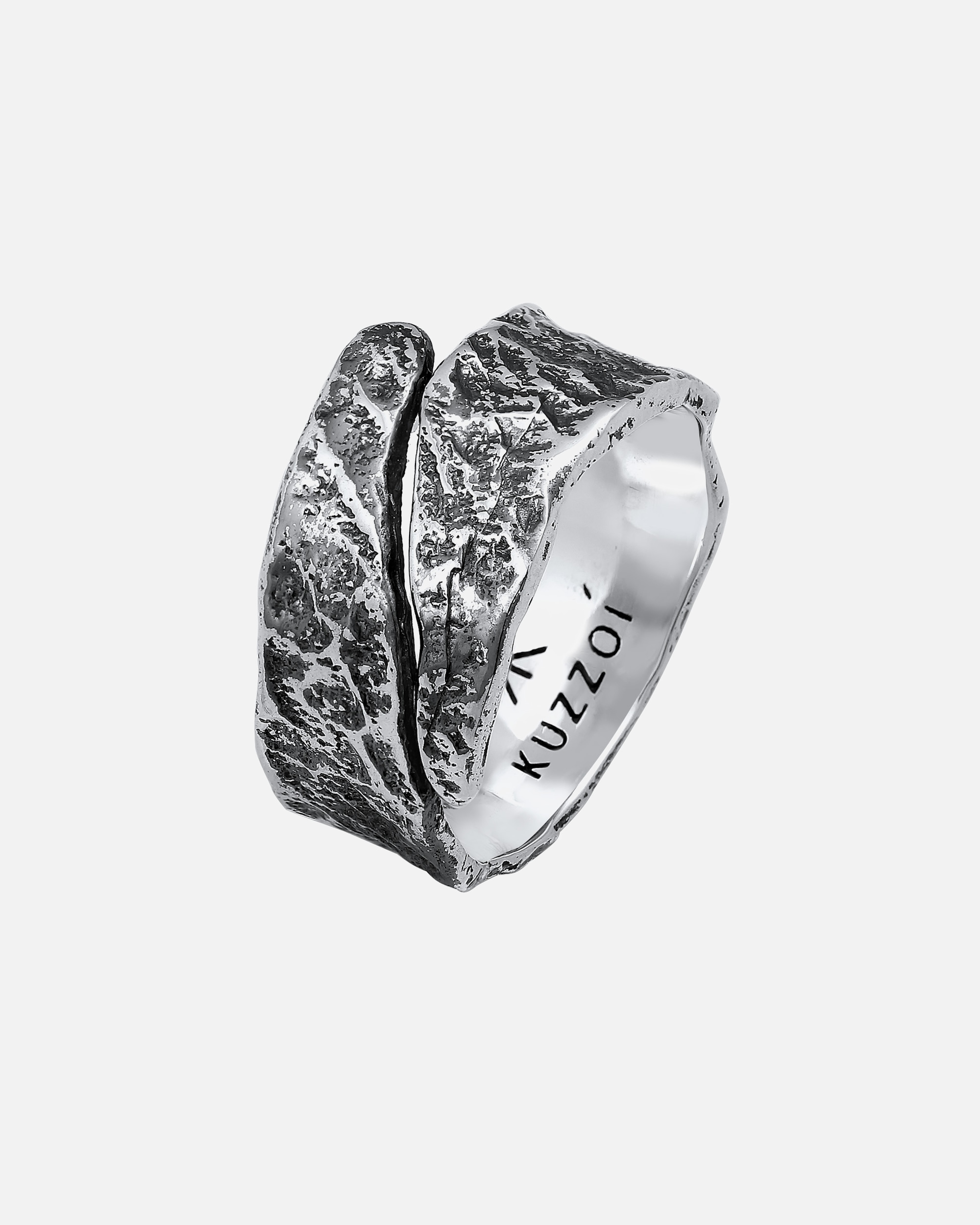 Ring für Männlich KUZZOI Bandring Struktur Used Look 925 Silber 60