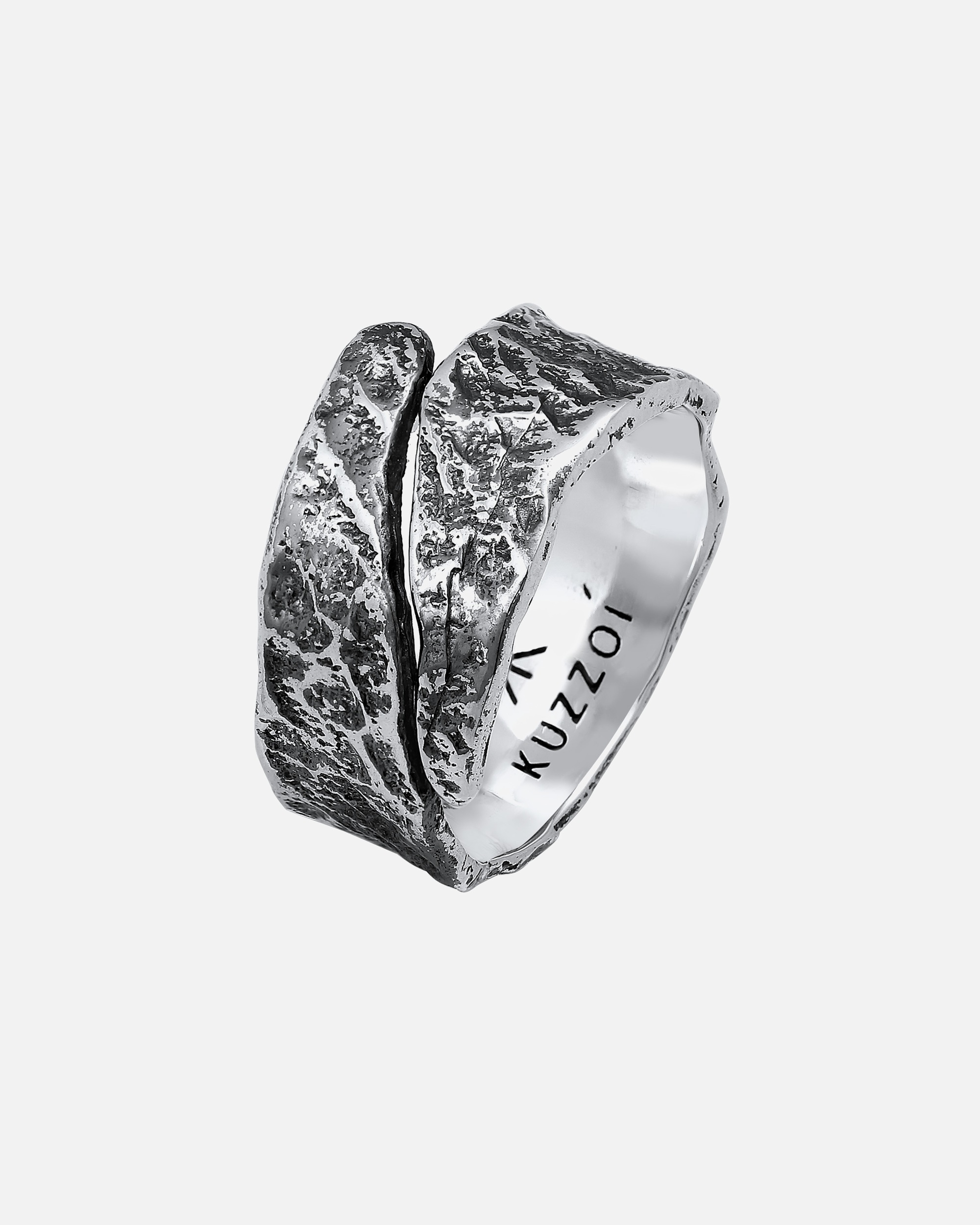 Ring für Männlich KUZZOI Bandring Struktur Used Look 925 Silber 62