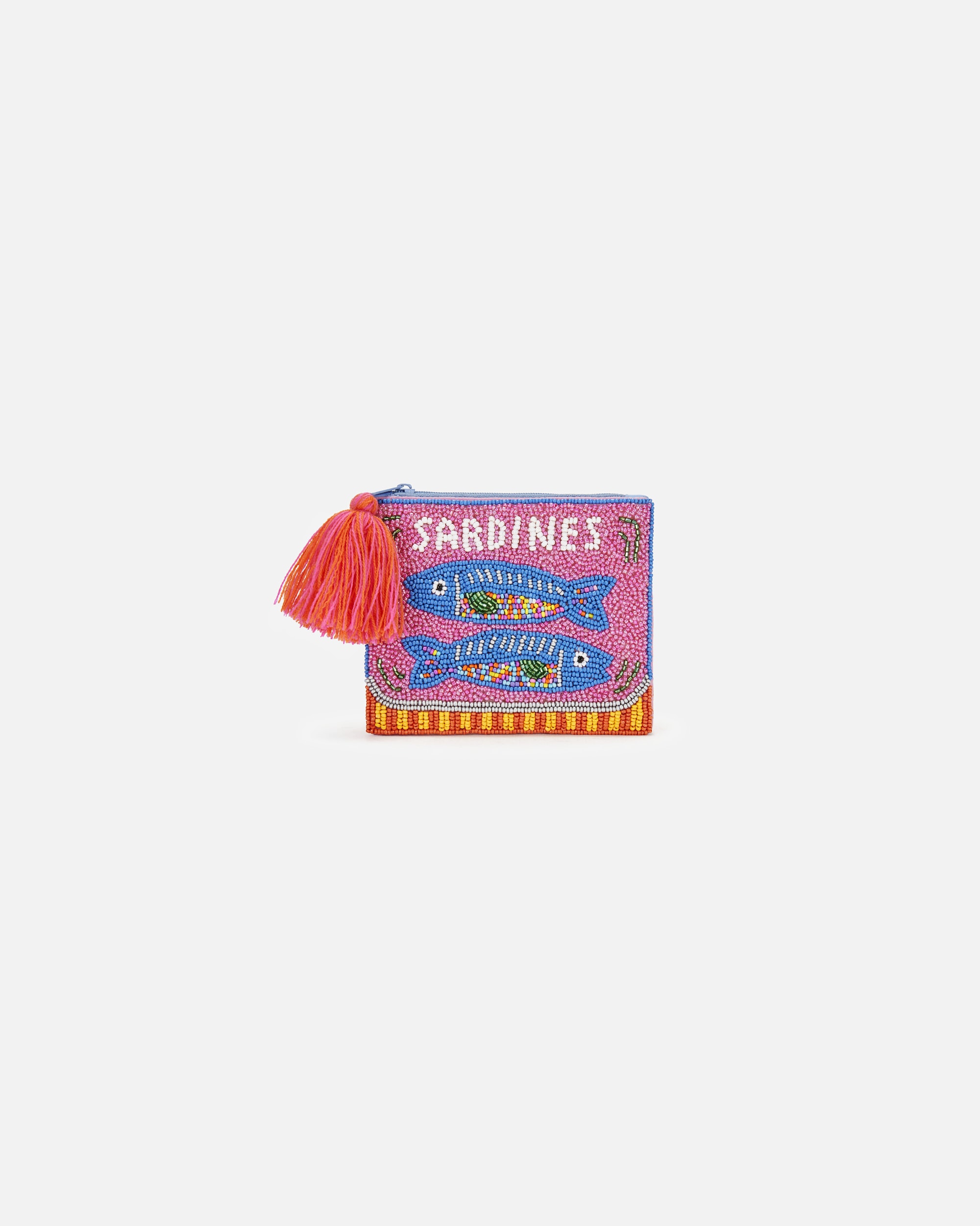 Handtasche für Weiblich Codello Perlenbesticktes Täschchen „Sardines“ – Pink & Blau mit Quaste Onesize