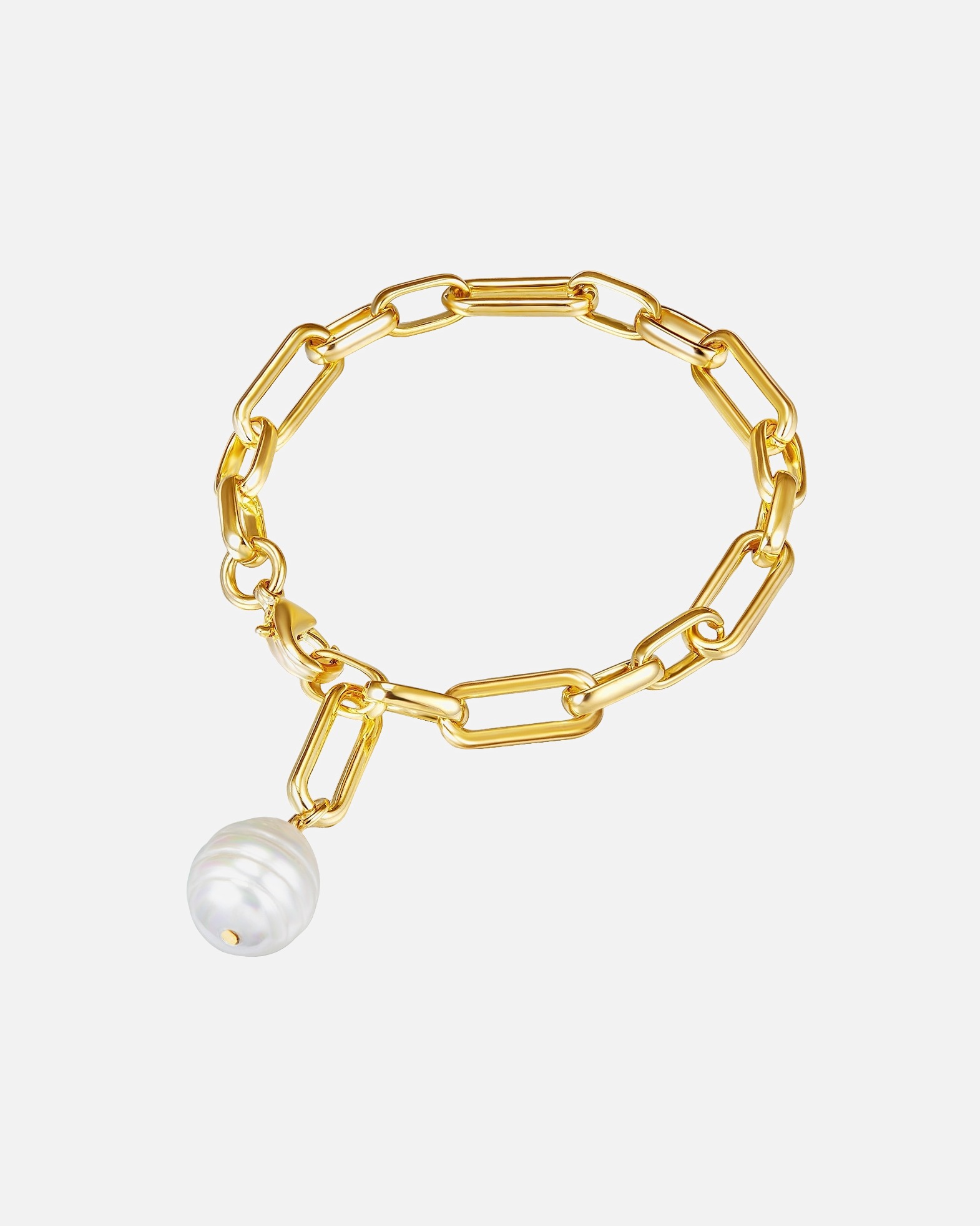 Armband für Weiblich Lulu & Jane Perlen-Armband Metall-Legierung Muschelkernperle in Gelbgold 21,0 cm