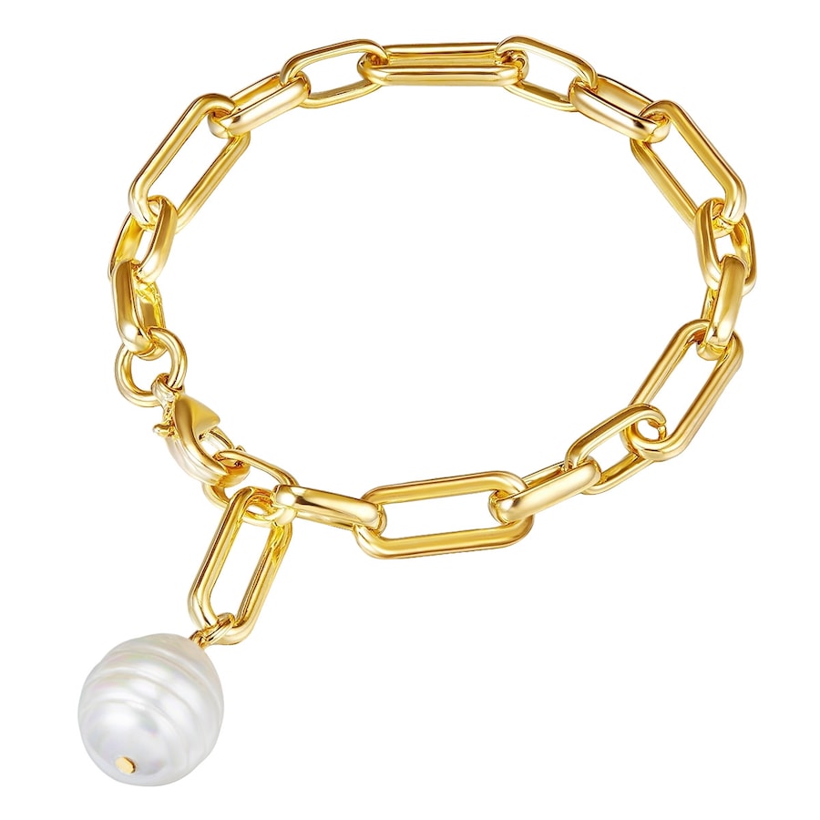 Lulu & Jane Perlen-Armband Metall-Legierung Muschelkernperle in Gelbgold 21,0 cm Damen