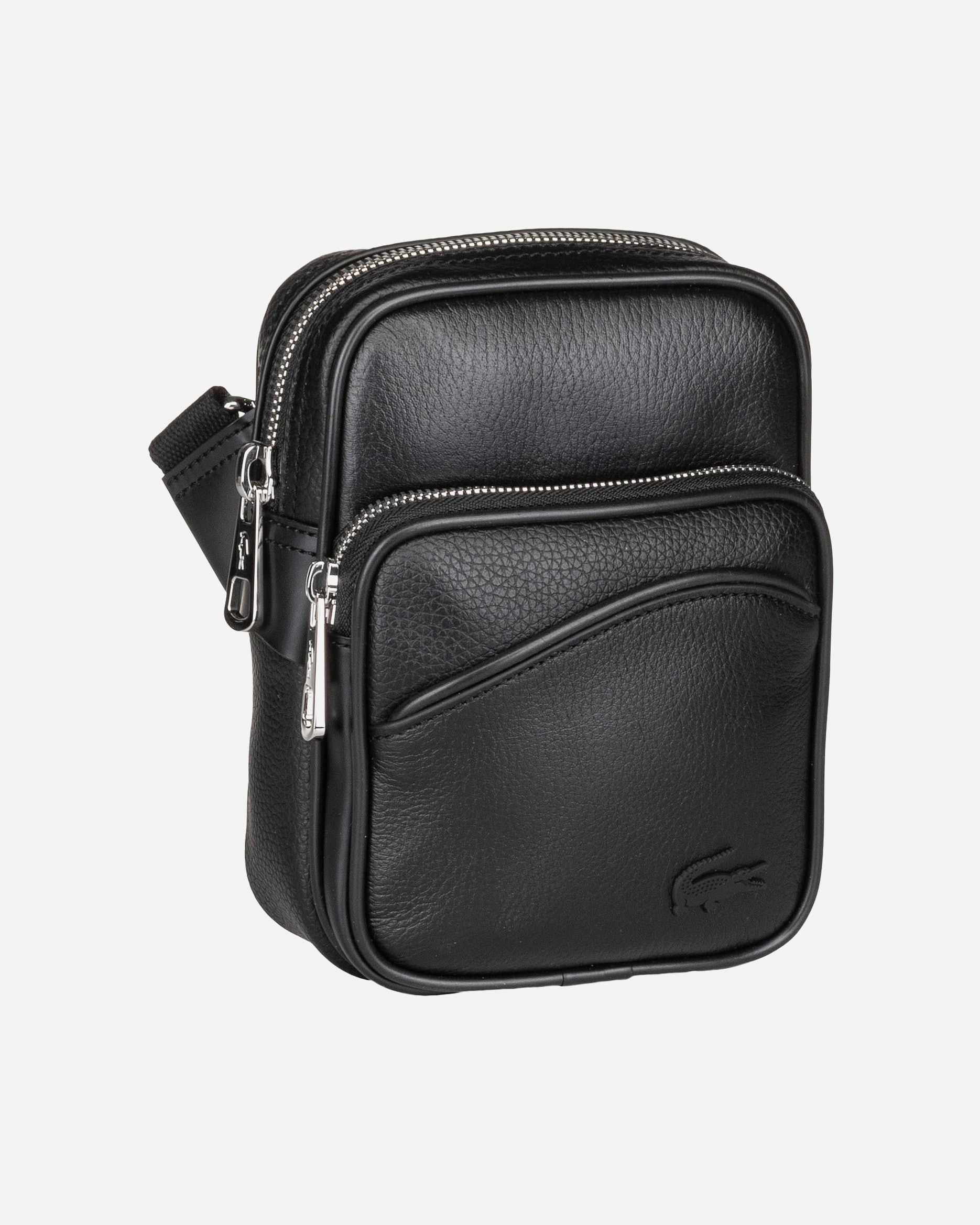 Tasche für Männlich Lacoste Angy Umhängetasche Leder 14 cm Black