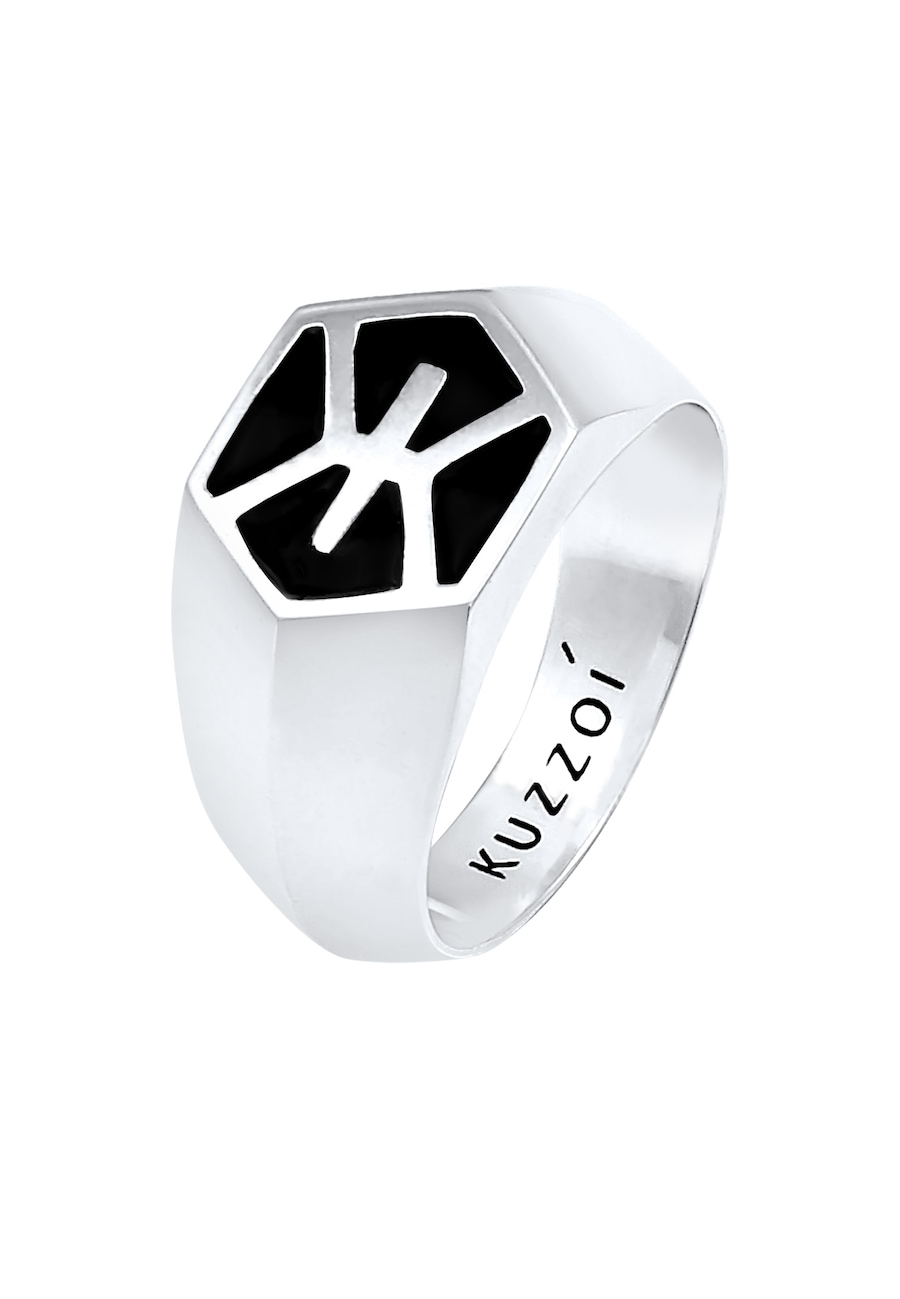 KUZZOI Herren Siegelring Emaille Trend 925 Silber 66
