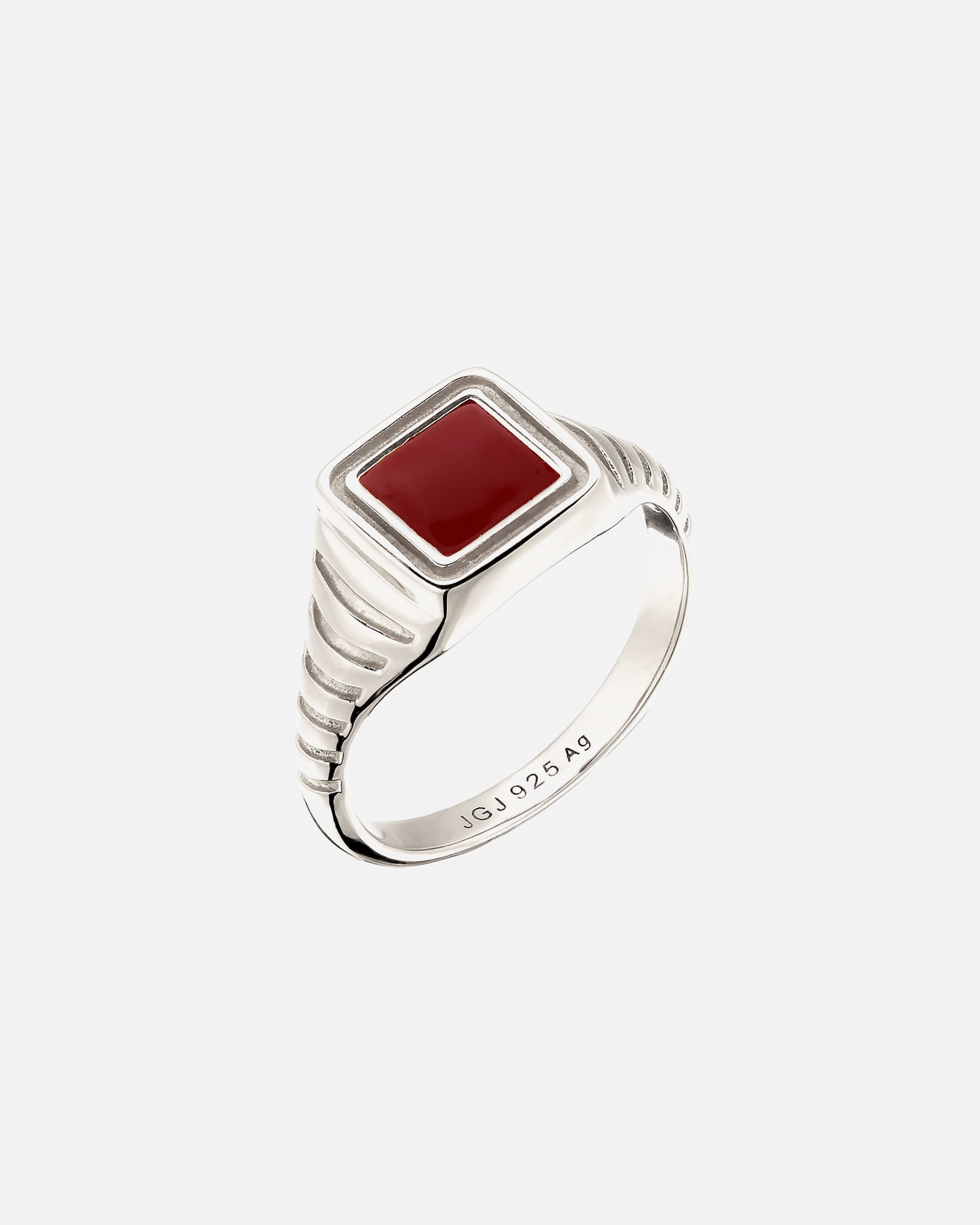 Ring für Weiblich Elli Siegelring Emaille Dunkelrot 925 Sterling Silber 58
