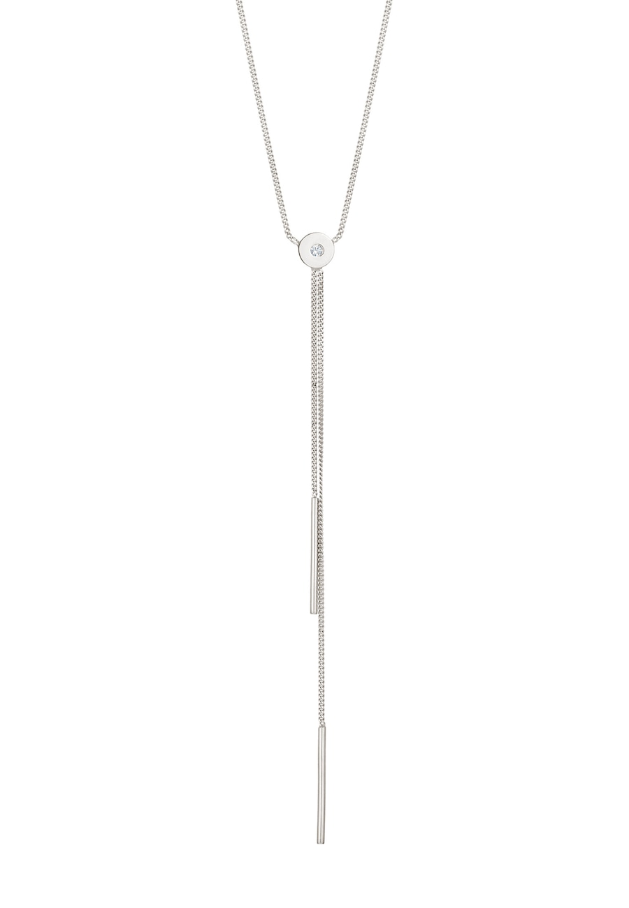 Elli Y-Kette Weiß 925 Sterling Silber, mit Kristallen von Swarovski silberfarben Damen