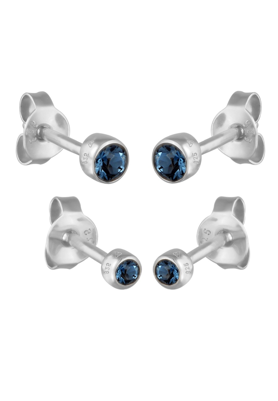 Elli Set Kreis Glassteine Blau 925 Sterling Silber silberfarben Damen