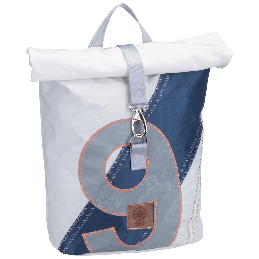 360Grad Rucksack Möwe Weiß/Streifen Blau/Zahl Grau Violett
