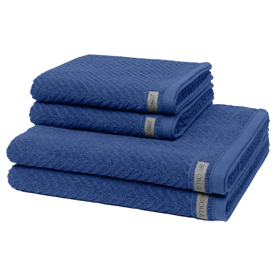 ROSS Handtuch-Set Smart (4-teilig) Royalblau Schwarz