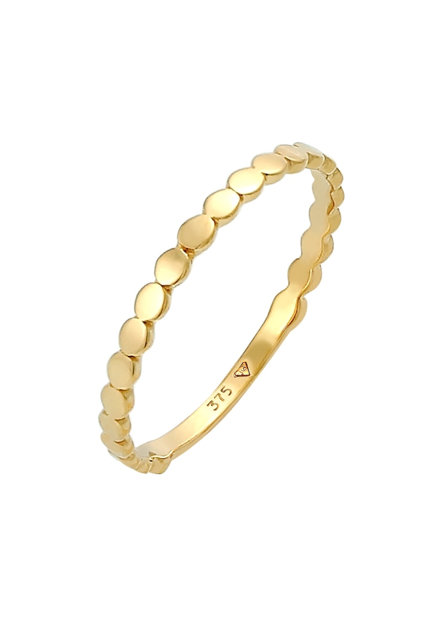 Elli PREMIUM Plättchen Rund Stapelring Geo Basic 375 Gelbgold 52 Damen