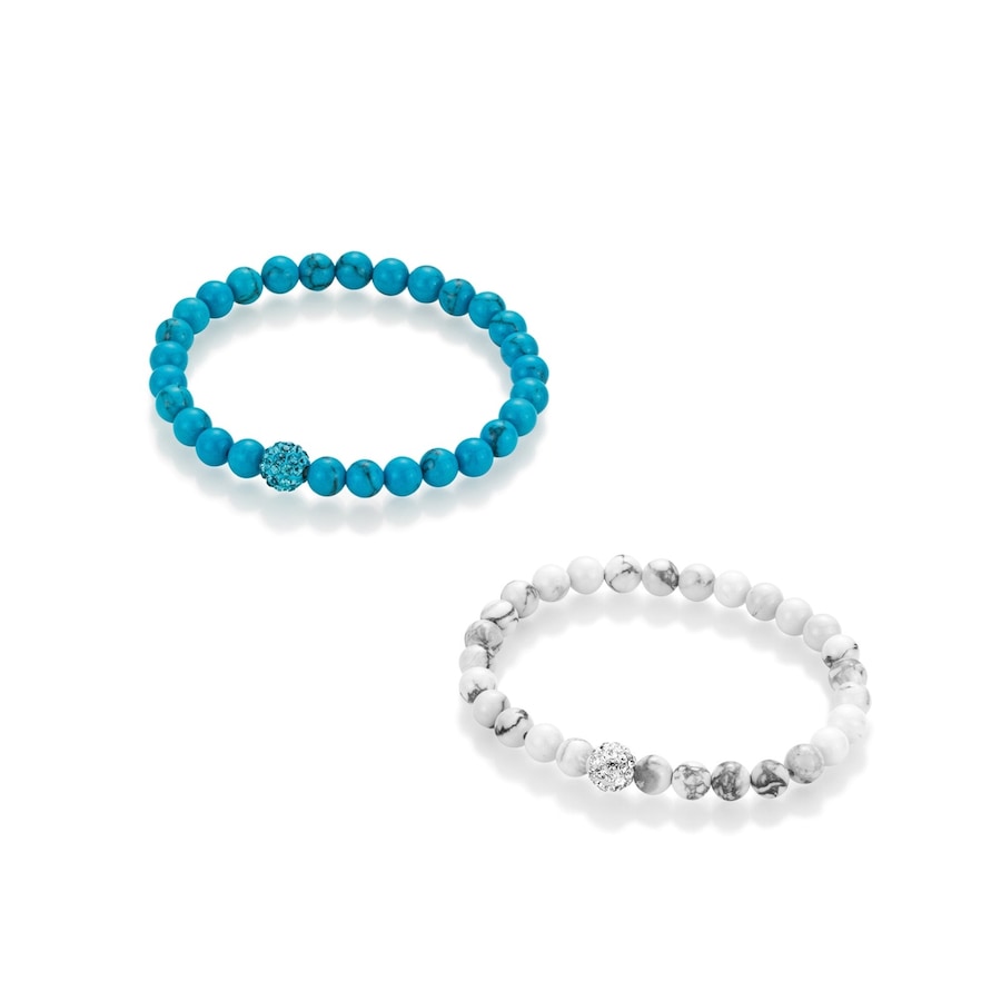 Smart Jewel Armband Armbänder Howlith und imit. Türkiskugeln, Kristallsteine Onesize Damen