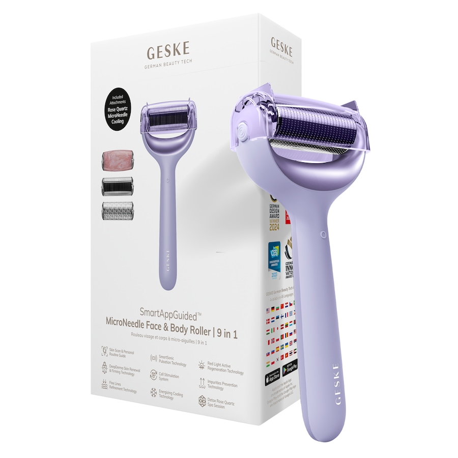 GESKE SmartAppGuided MicroNeedle Face & Body Roller | 9 in 1 Purple