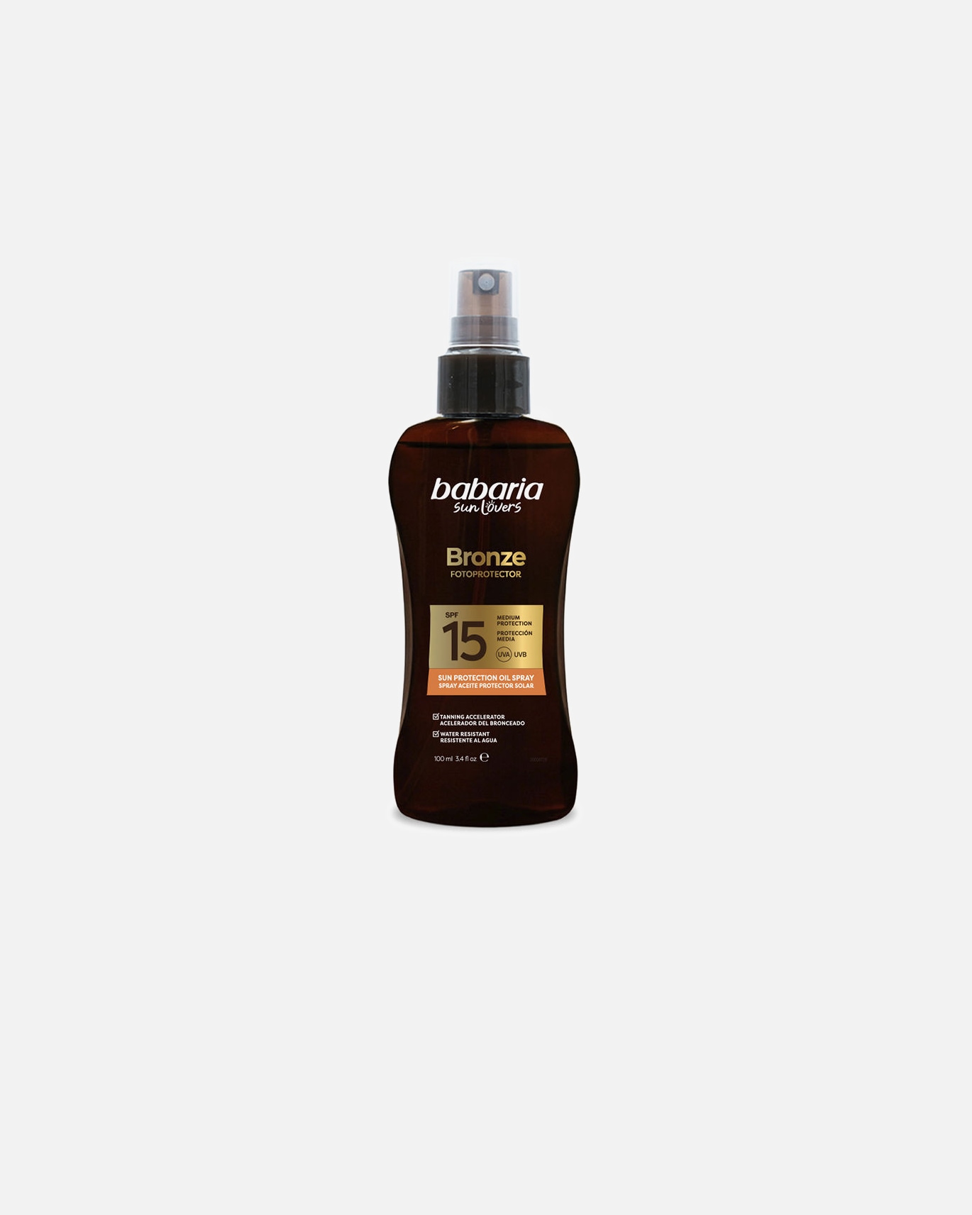 Sonnencreme für Unisex Babaria SUN LOVERS BRONZE Sonnenschutzölspray LSF 15 100 ml
