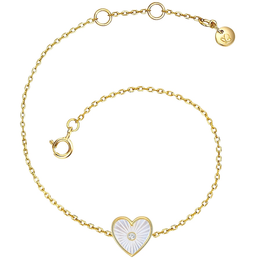 Glanzstücke München Armband Herz Sterling Silber Zirkonia Perlmutt in Gelbgold 15,0 cm Basislänge + 2,5 Verlängerung Damen