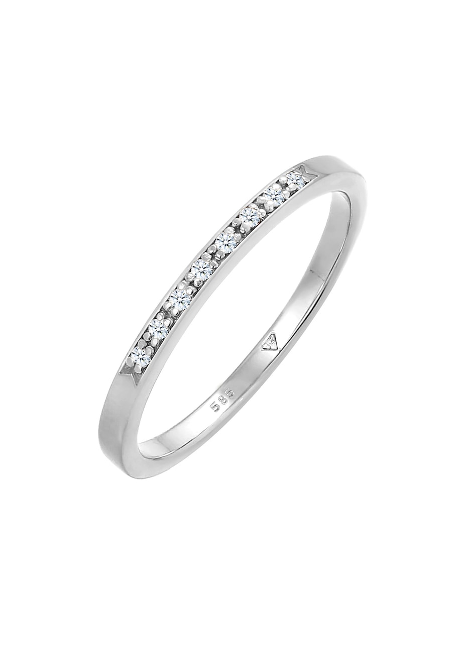 Elli DIAMONDS Bandring Verlobung Diamant (0.04 ct) 585 Weißgold 56 Damen