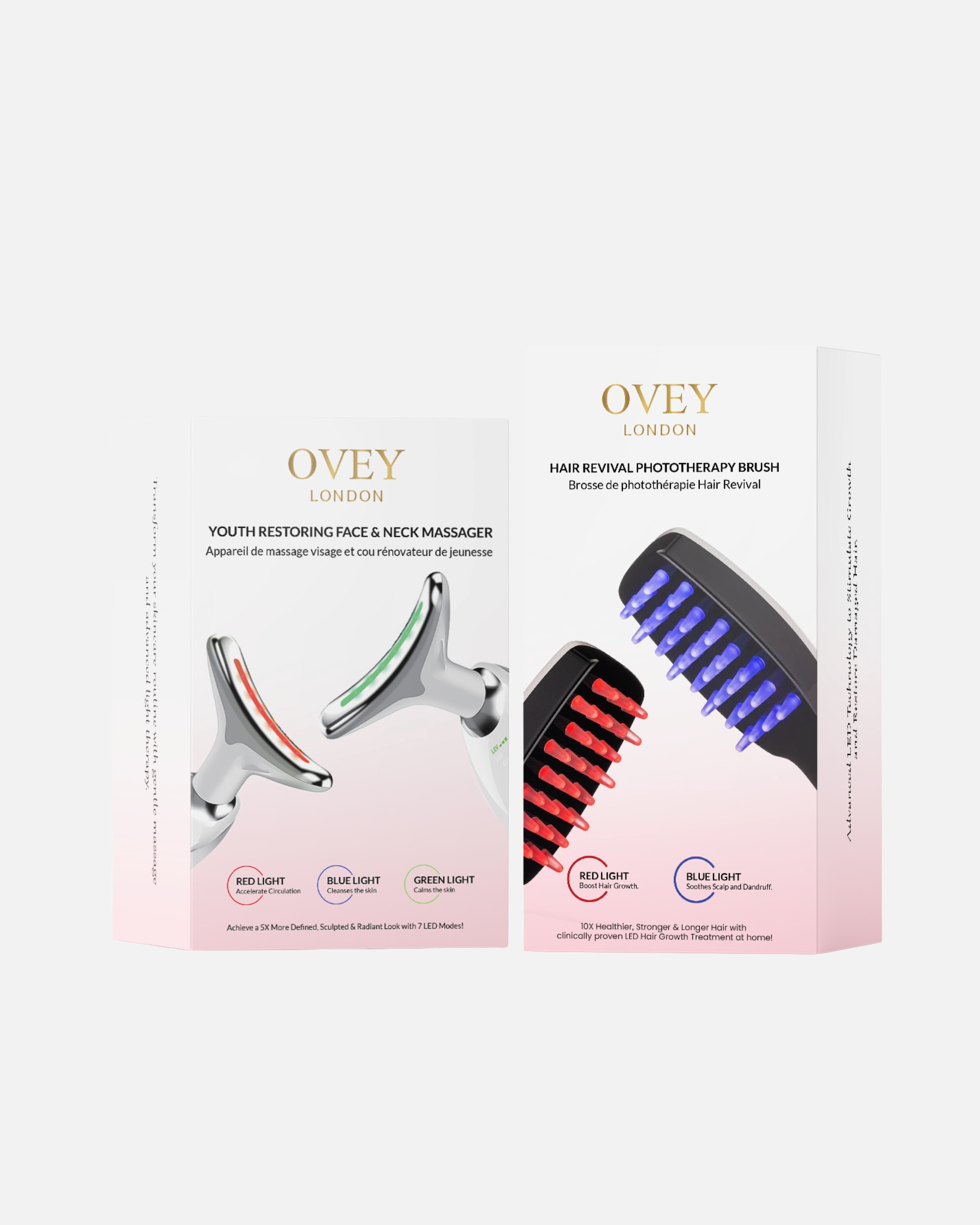 Elektrisches Gesichtsmassagegerät für Unisex OVEY LONDON Verjüngendes Gesichts- und Nackenmassagegerät + Haarbürste 1 Stück
