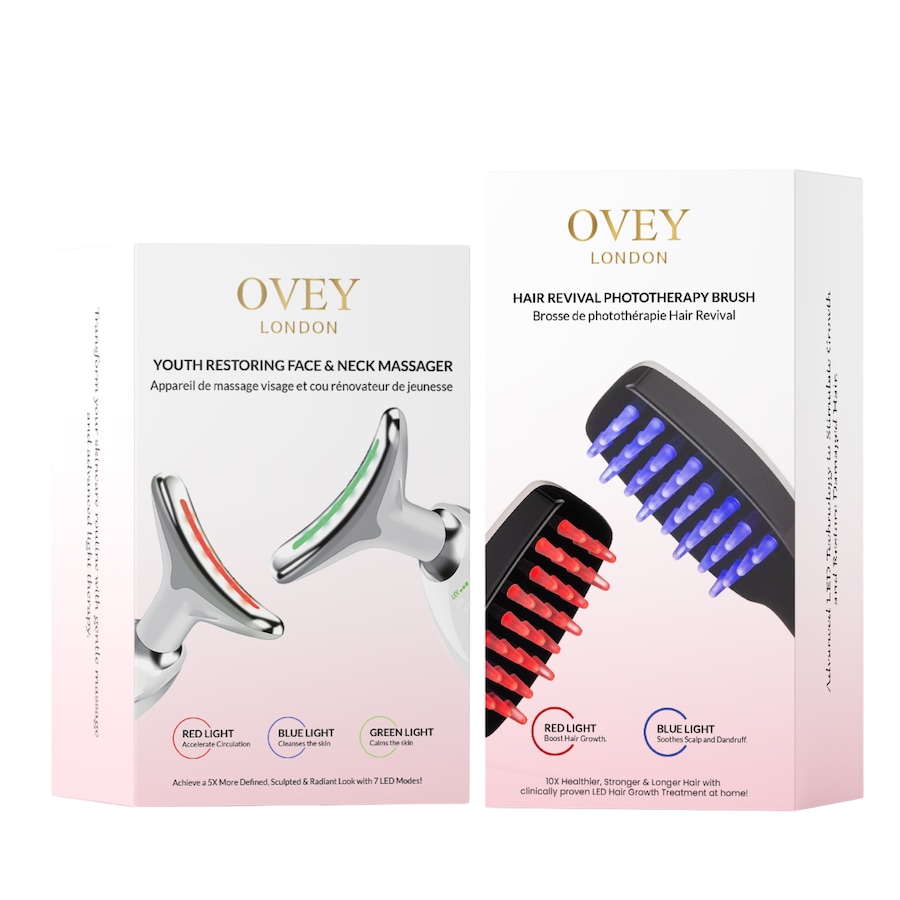 OVEY LONDON Verjüngendes Gesichts- und Nackenmassagegerät + Haarbürste