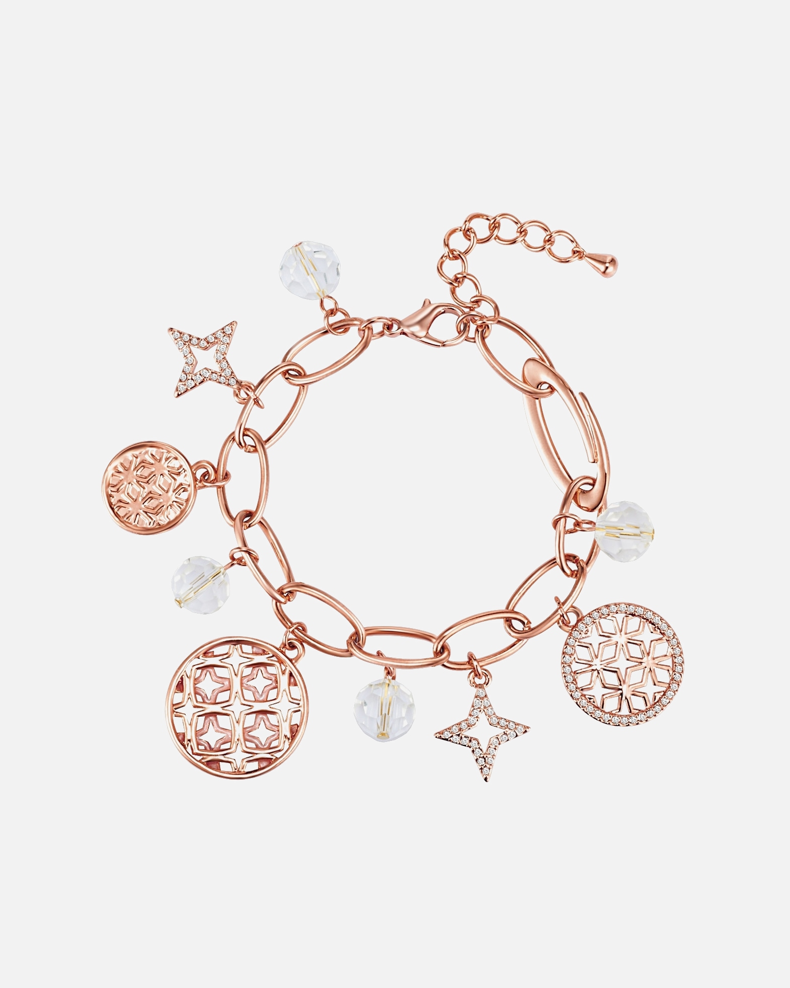 Armband für Weiblich Lulu & Jane Armband Stern Metall-Legierung Glas in Roségold 17,5 cm Basislänge + 4,0 cm Verlängerung