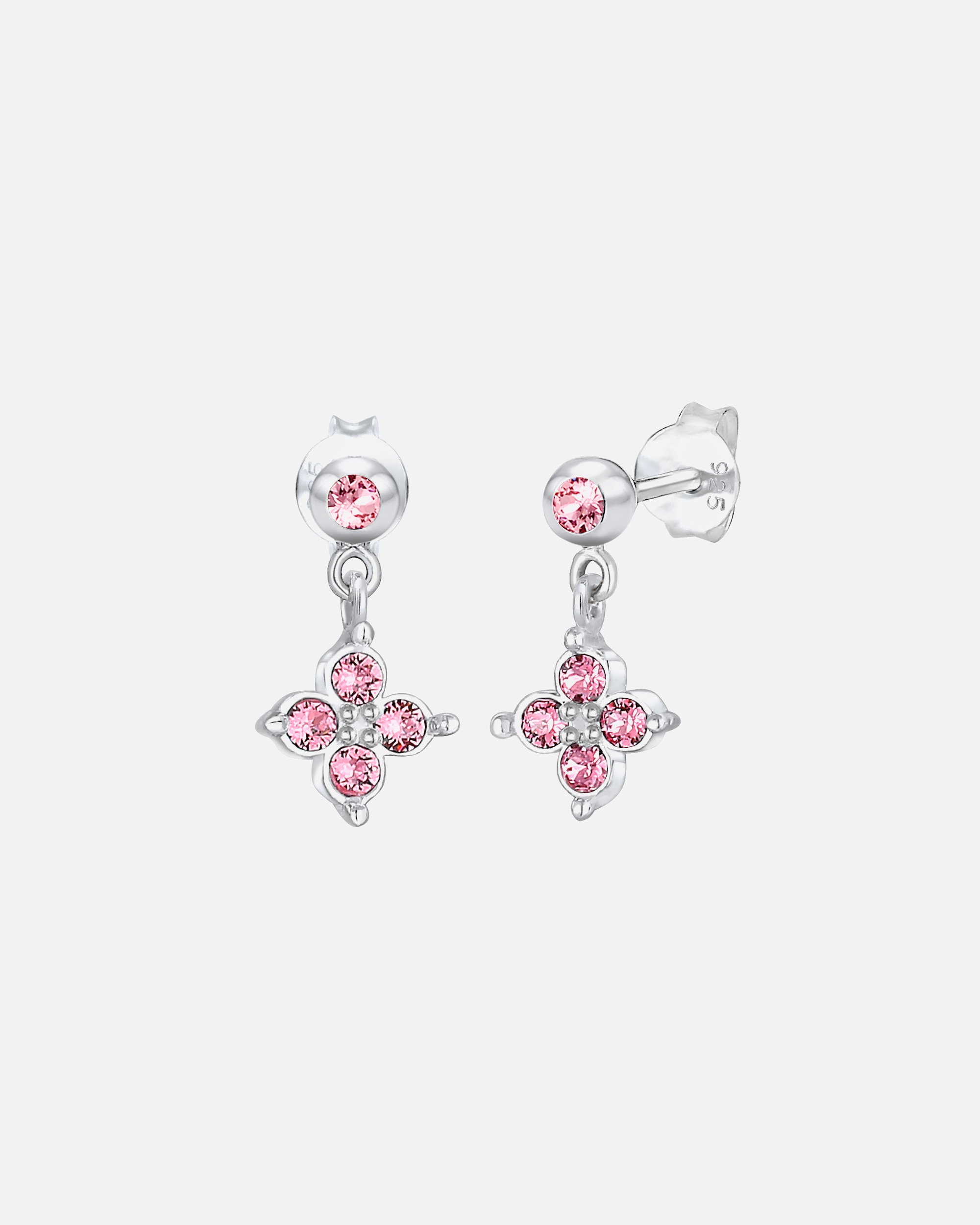Ohrringe für Weiblich Elli Kinder Blume Blau 925 Silber, mit Kristallen von Swarovski® Rosa