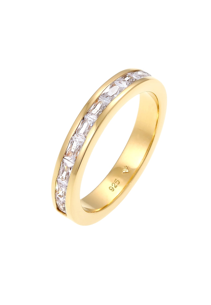 Elli Bandring Baguette Zirkonia Kristalle 925 Silber 56 Damen