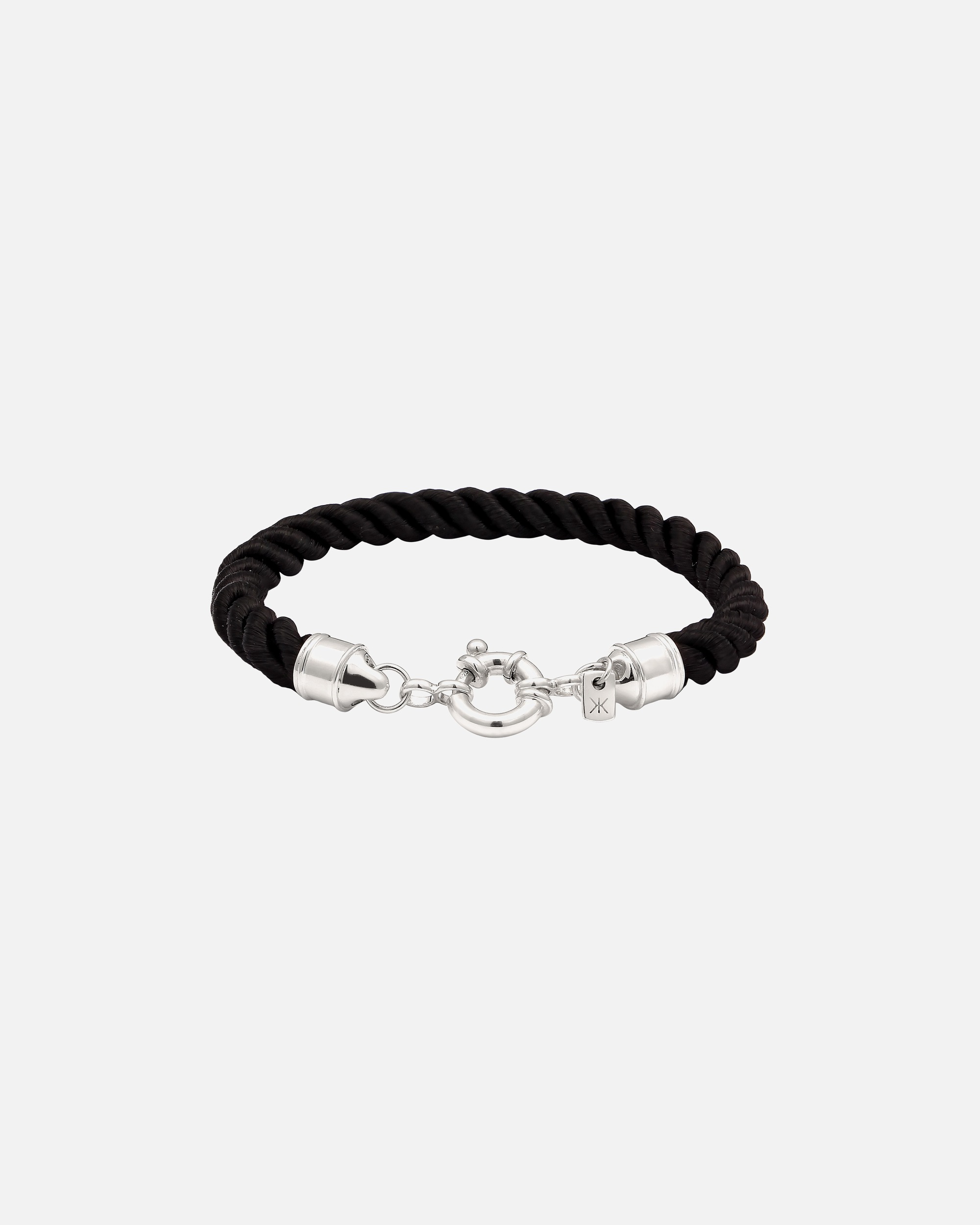 Armband für Männlich KUZZOI Textil Kordel Schwarz 925 Sterling Silber 21