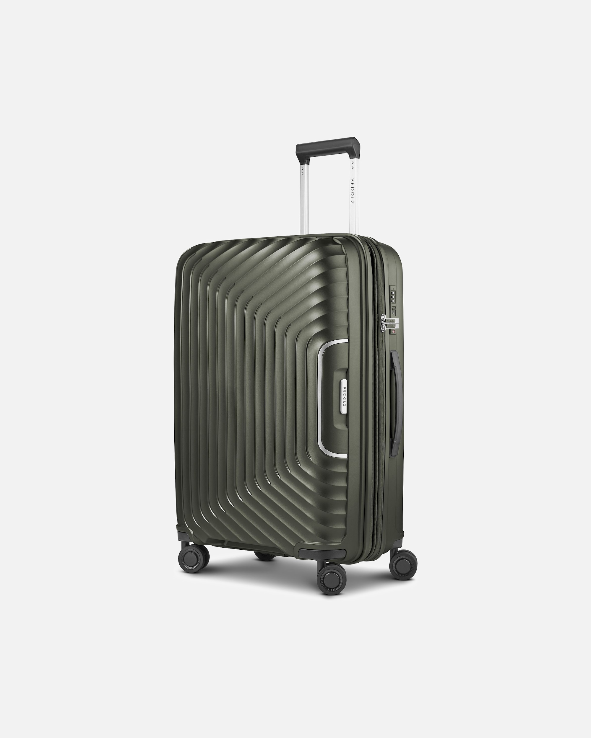 Trolley für Männlich Redolz Essentials 01 4 Rollen Trolley M 66 cm mit Dehnfalte olive metallic