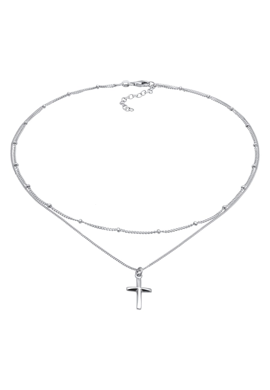 Elli Layer Choker Kreuz Kugelkette 925 Silber silberfarben Damen
