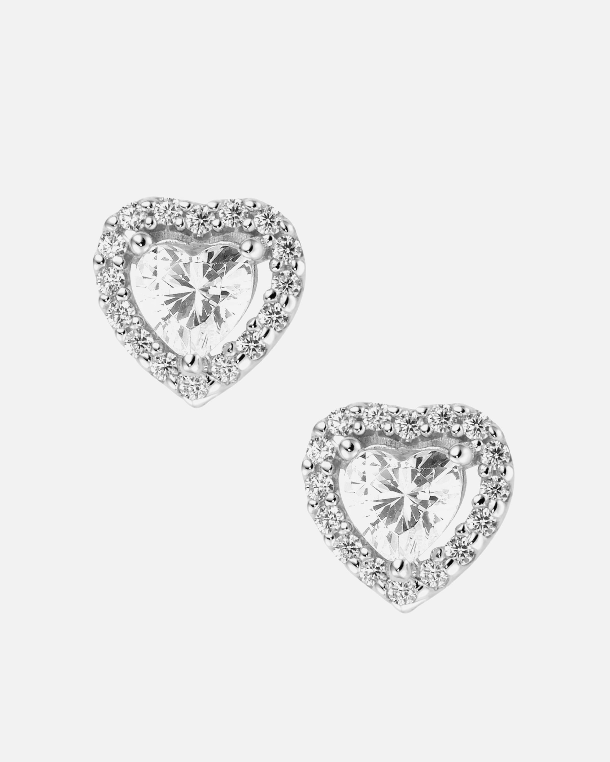 Ohrringe für Unisex Smart Jewel Ohrstecker herzförmig mit weißen Zirkoniasteinen, Silber 925 Silber