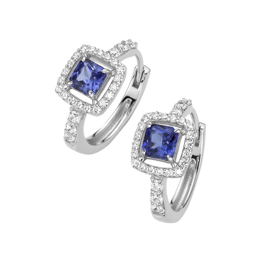 Giorgio Martello Milano Creolen mit Ziersteinen, Silber 925 Blau