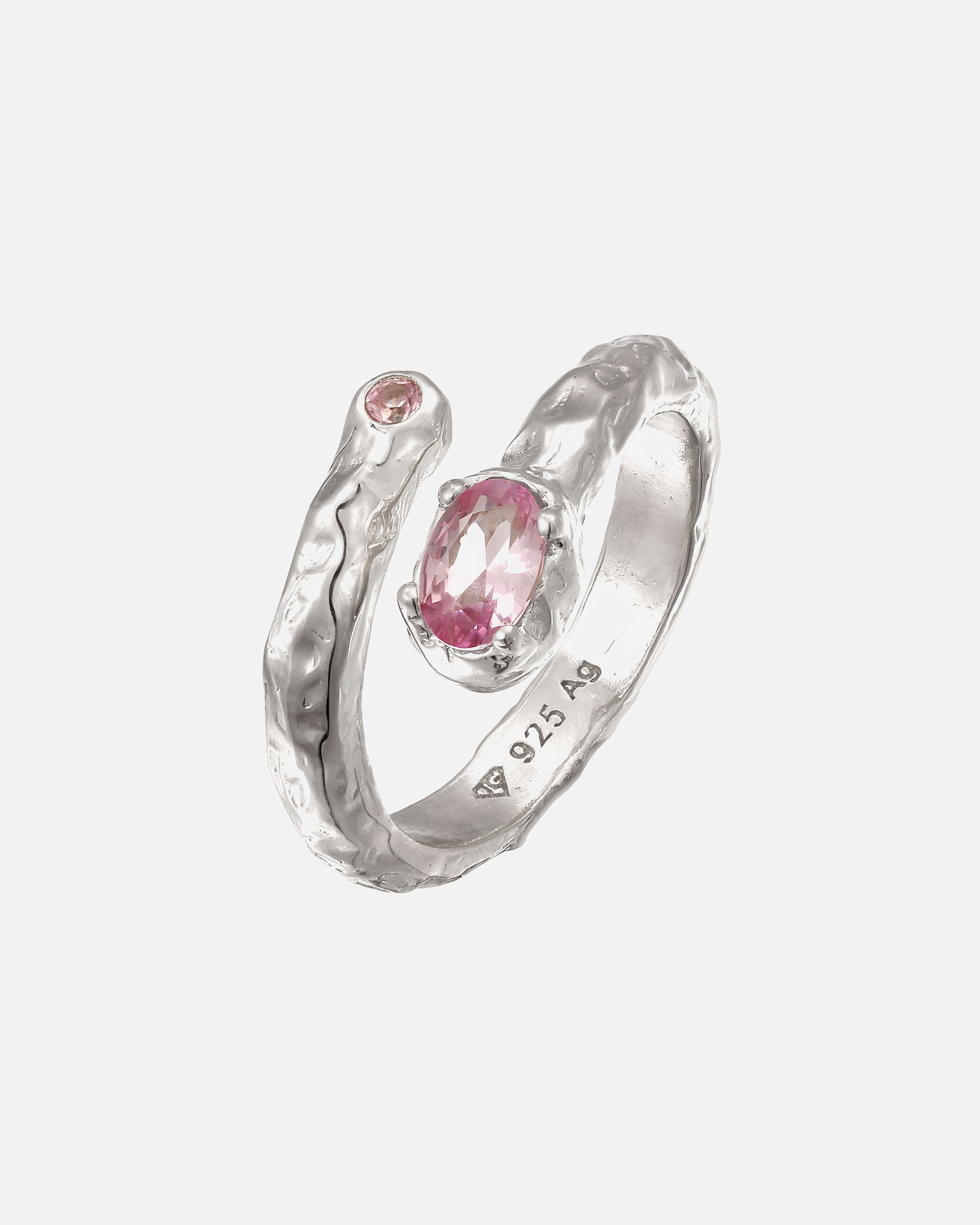 Ring für Weiblich Haze & Glory Default Brand Line Synthetischer Saphir Pink 925 Sterling Silber vergoldet 58