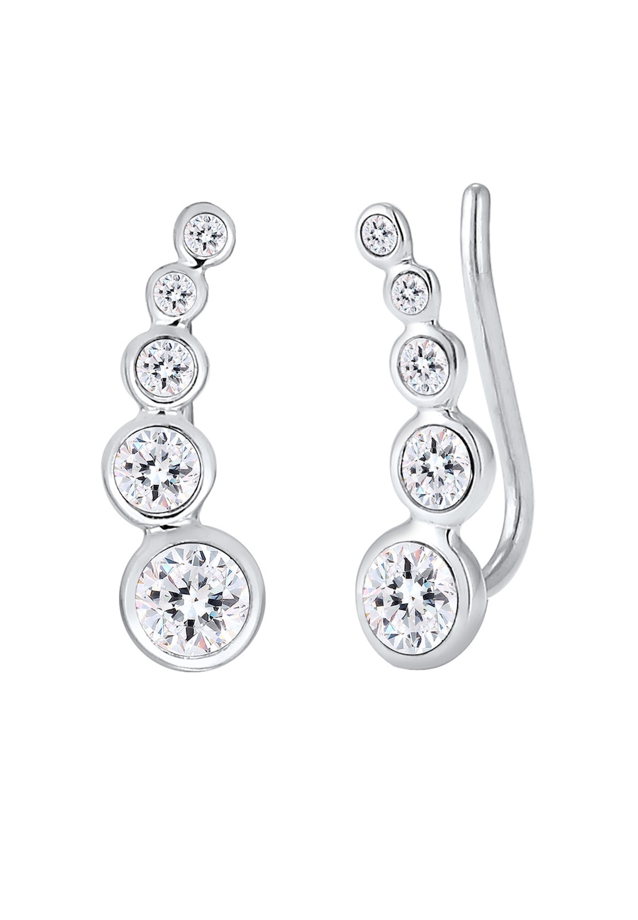 Elli Earclimber Geo 925 Silber, mit Kristallen von Swarovski silberfarben Damen
