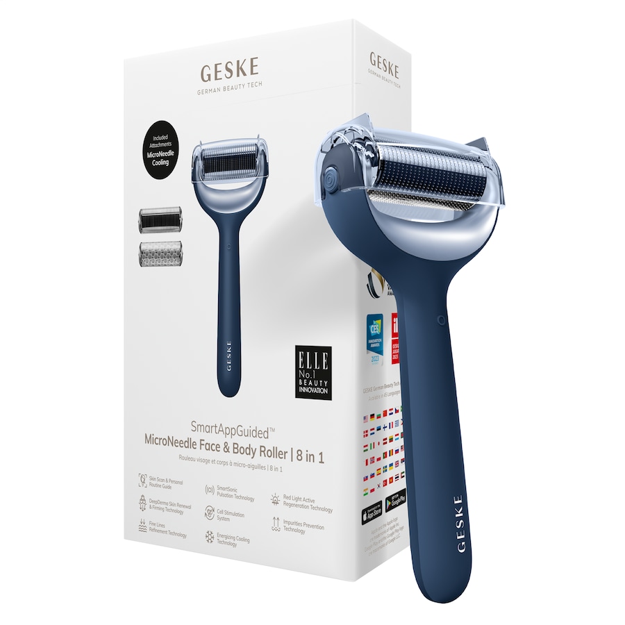 Geske SmartAppGuided MicroNeedle Face & Body Roller | 8 in 1 Midnight