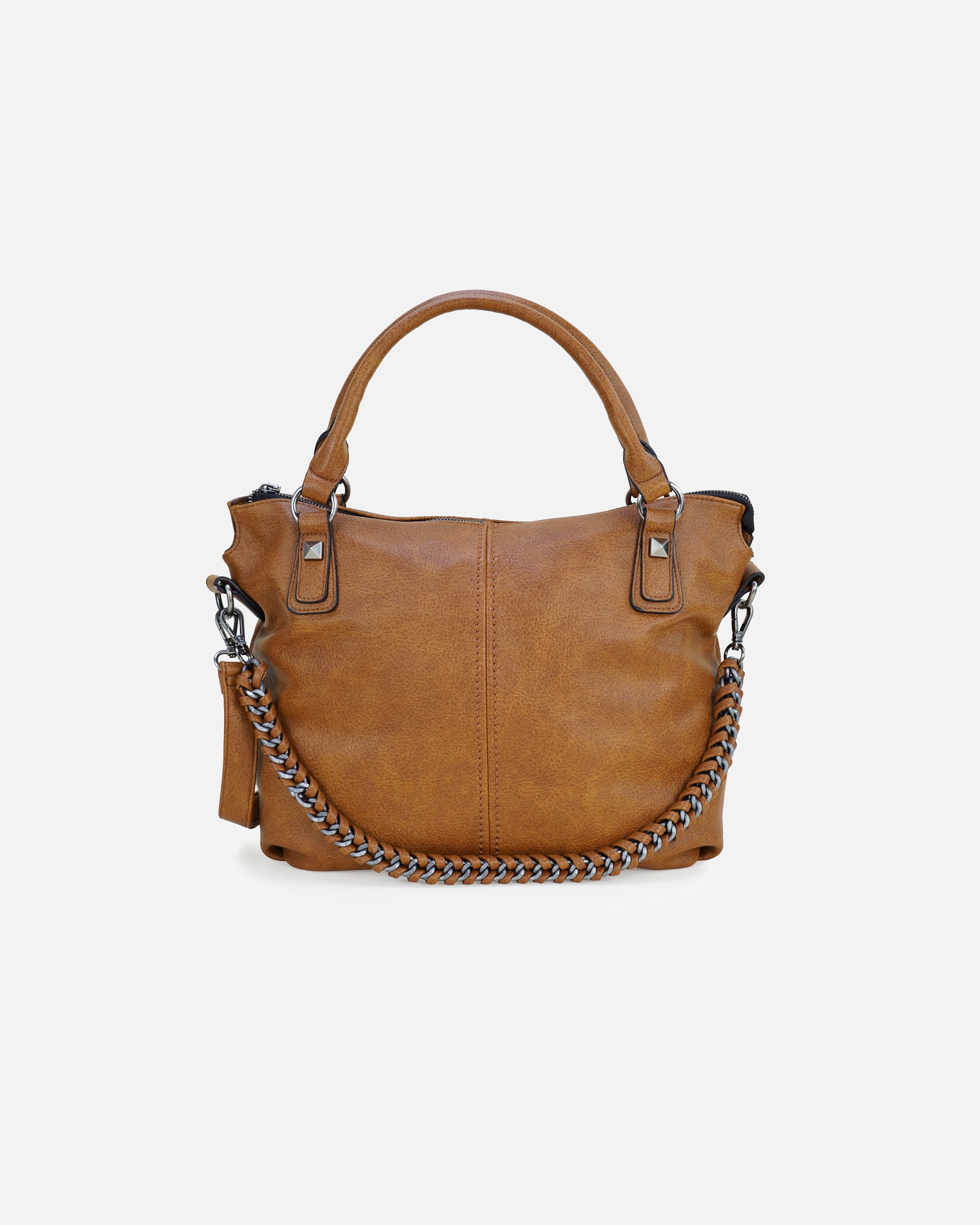 Umhängetasche für Unisex HARPA Schultertasche MAXX mit dekorativer, geflochtener Kette braun