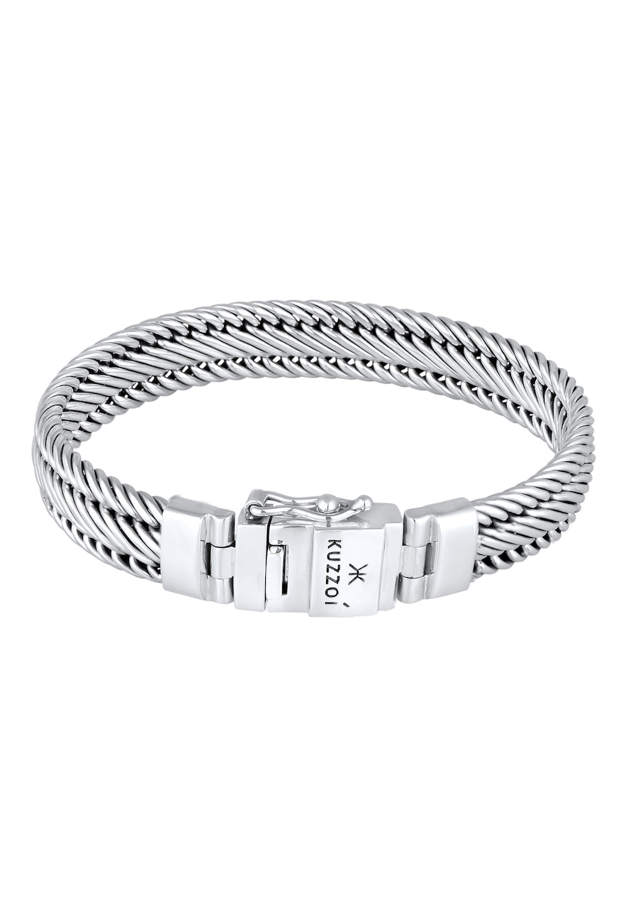 KUZZOI Herren Gliederarmband Geflochten 925 Silber 23